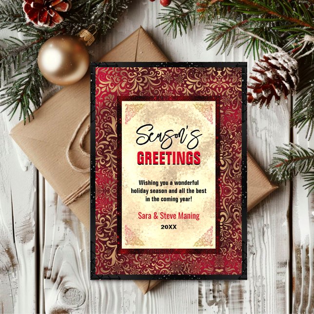 Elegant gold red floral Christmas new year (Creator Uploaded)