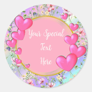 Elegant Gold, Red Heart Frame: for Every Occasion Classic Round Sticker