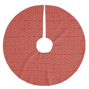 Elegant gold red triangular geometric pattern brushed polyester tree skirt