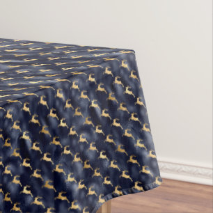 Elegant Gold Reindeer Christmas Tablecloth