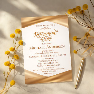 Elegant Gold Retirement Party Acrylic Invitations