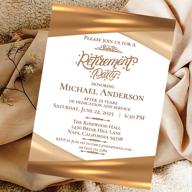 Elegant Gold Retirement Party  Invitation (Creator Uploaded)