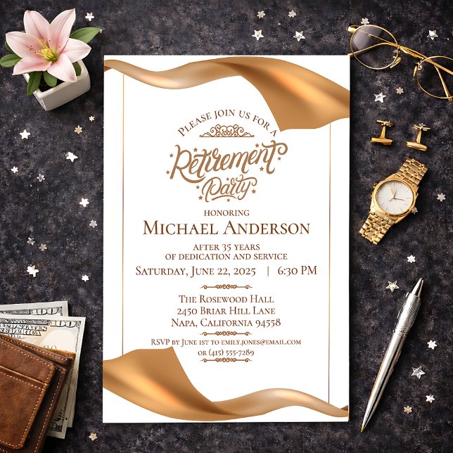 Elegant Gold Retirement Party Invitation (Creator Uploaded)