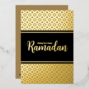 Elegant Gold Rhombus Pattern Ramadan Greeting Card