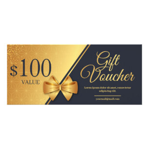 Elegant Gold Ribbon Gift Voucher   Discount Rack Card