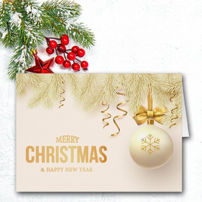 Elegant Gold Ribbon Snowflake Bulb Family Holiday (Creator Uploaded)