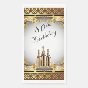 Elegant Gold Rim 80th Birthday Party Napkin