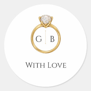 Elegant Gold Rings Classic Wedding Stickers