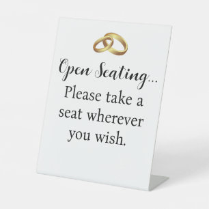 Elegant Gold Rings Open Seating Tabletop Sign