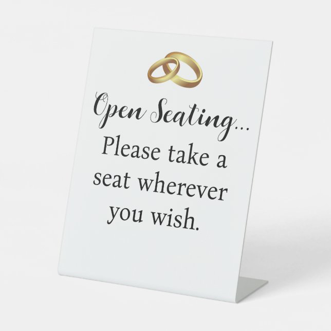 Elegant Gold Rings Open Seating Tabletop Sign (Front)