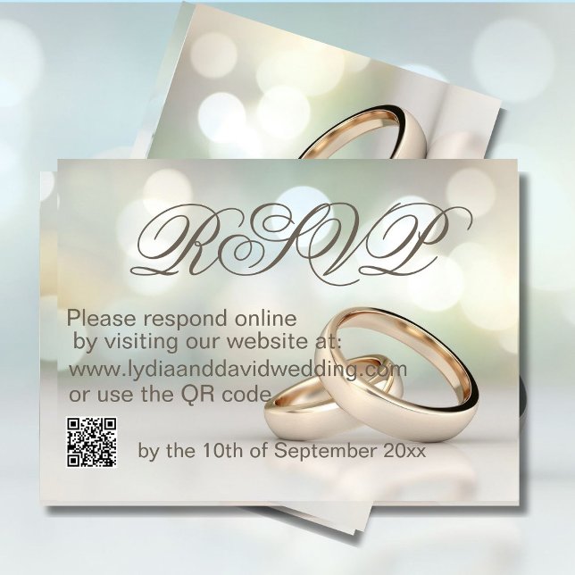 Elegant Gold Rings Photo Wedding RSVP Card (Creator Uploaded)