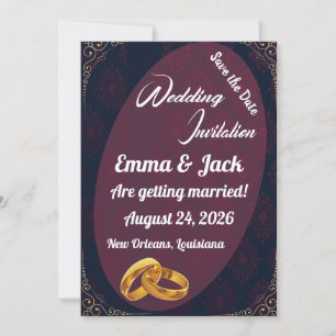 Elegant Gold Rings Save the Date Invitation