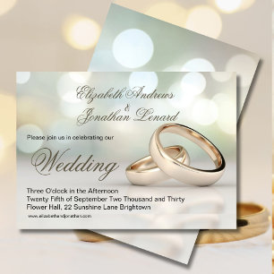 Elegant Gold Rings Simple Wedding Invitation