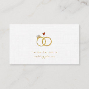 Elegant gold rings Wedding Planner Business Card