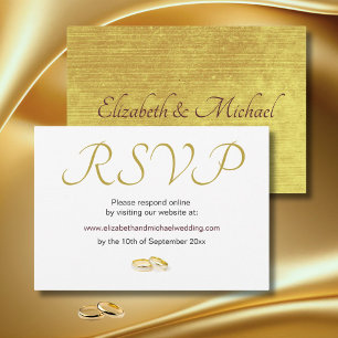 Elegant Gold Rings Wedding RSVP Card