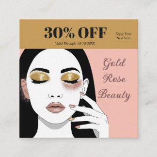 Elegant Gold Rose Beauty Salon Discount Card