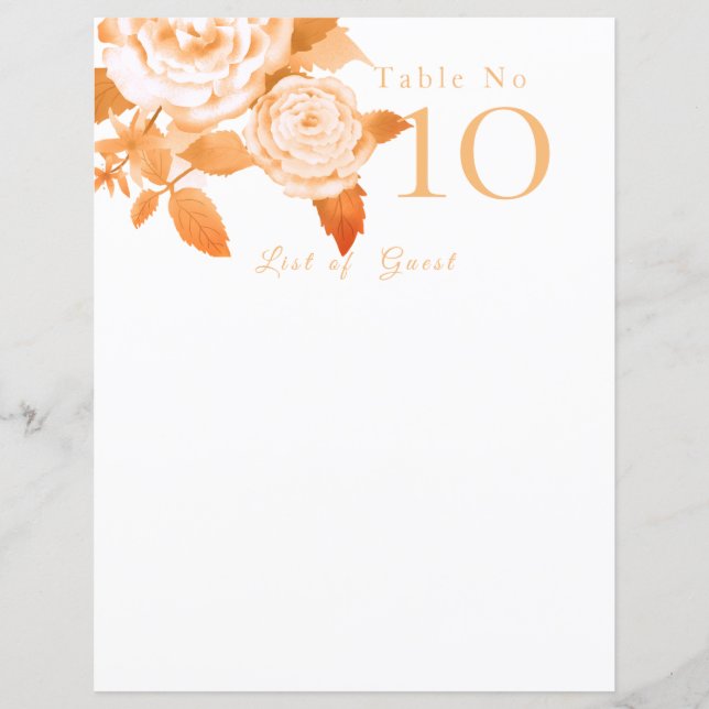 Elegant Gold Rose Black Blank Seating Charts (Front)
