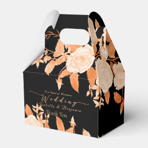 Elegant Gold Rose Black Wedding Favour Box