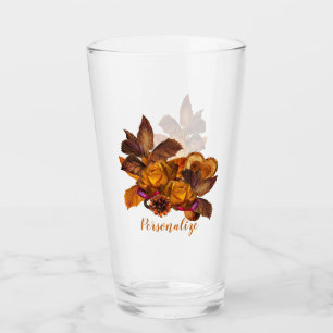 Elegant Gold Rose Bouquet Personalised Glass