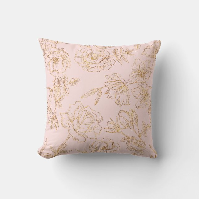 Elegant Gold Rose Cushion (Front)