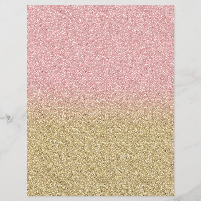 Elegant Gold & Rose Gold Glitter Sparkles Image Custom Letterhead (Front)