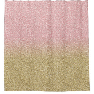 Elegant Gold & Rose Gold Glitter Sparkles Image Shower Curtain