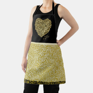 Elegant Gold Rose Of My Heart Apron