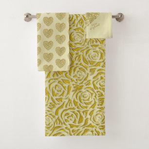 Elegant Gold Rose Of My Heart Bath Towel Set