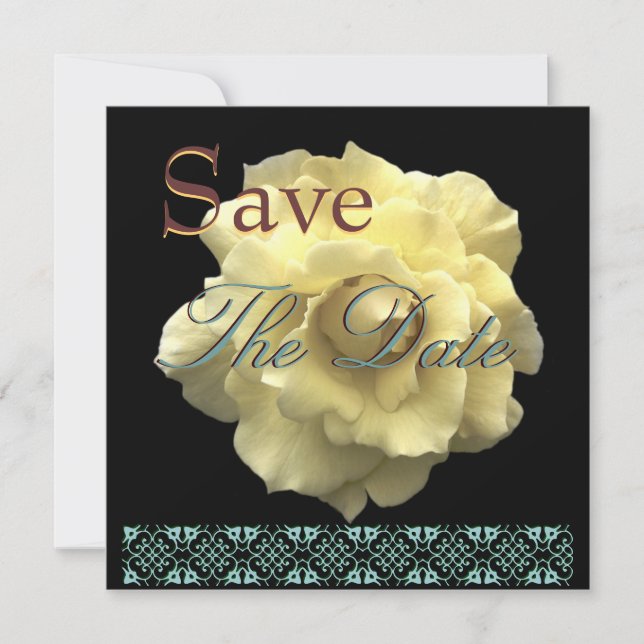 Elegant GOLD Rose Wedding Save Date Invite (Front)