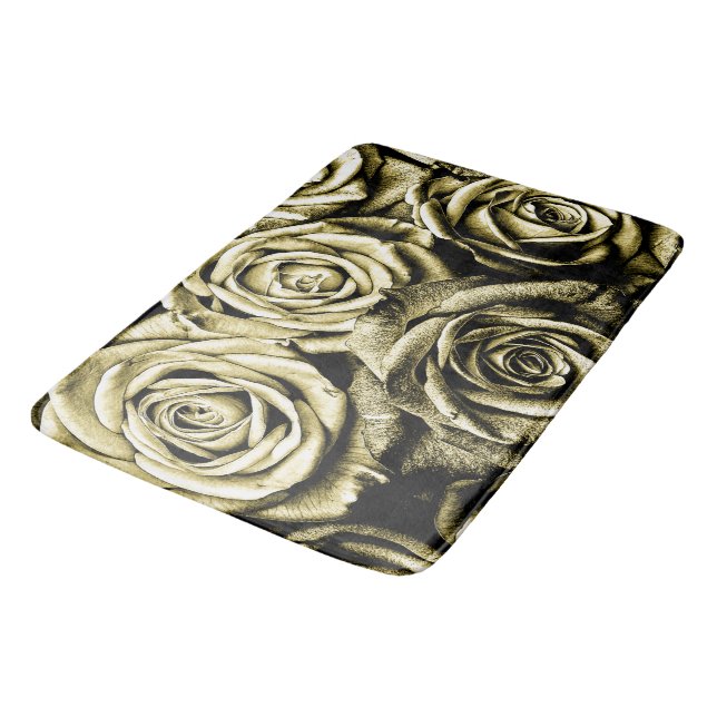 Elegant Gold Roses Bath Mat (Angled)