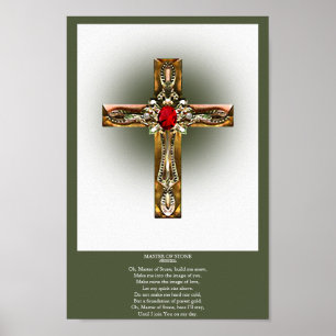 Elegant Gold & Ruby Cross Poster