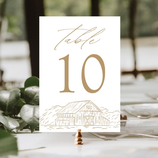 Elegant Gold Rustic Barn Wedding Table Number (Creator Uploaded)