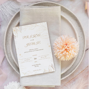 Elegant gold rustic wedding invitation