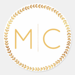 Elegant Gold Rustic Wreath Monogram Wedding Seal