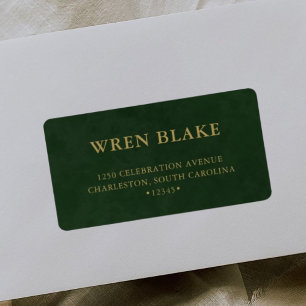 Elegant Gold & Sage Green Basic Script Address Label