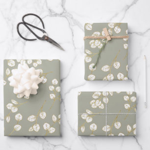 Elegant Gold Sage Green Greenery Eucalyptus Leaves Wrapping Paper Sheet