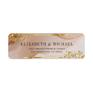 Elegant Gold Sand Watercolor Agate Return Address  Label