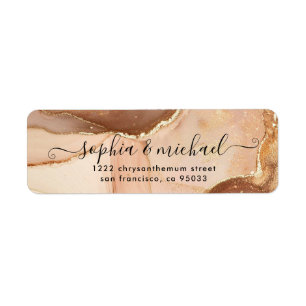 Elegant Gold Sand Watercolor Agate Return Address  Label