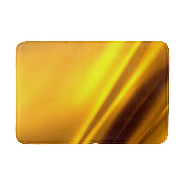 Elegant Gold Satin Faux Texture Look Bath Mat (Front)