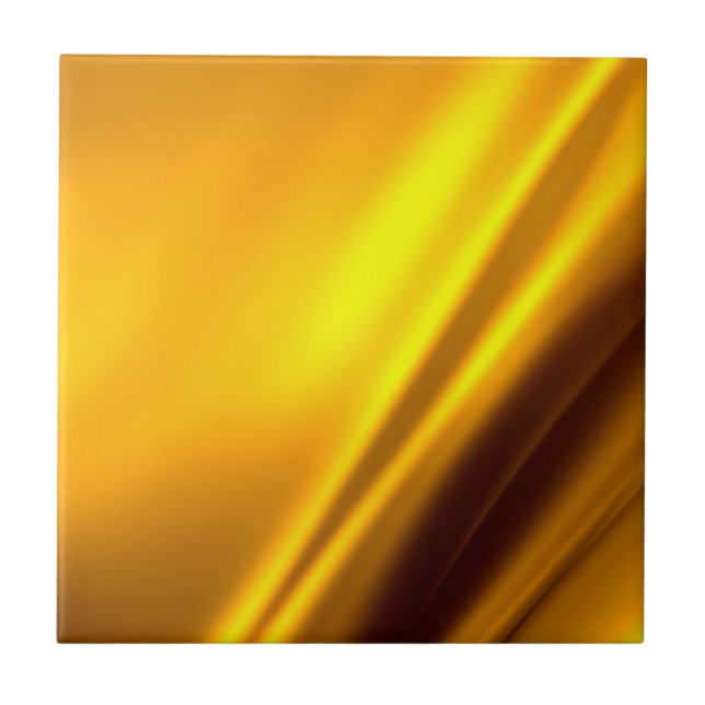 Elegant Gold Satin Faux Texture Look Ceramic Tile (Front)