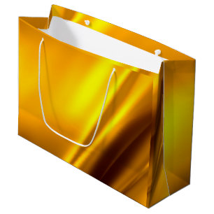 Elegant Gold Satin Faux Texture Look Large Gift Bag