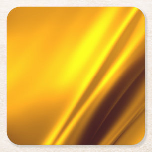 Elegant Gold Satin Faux Texture Look Square Paper Coaster