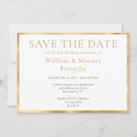 Elegant Gold Save The Date 50th Anniversary Card