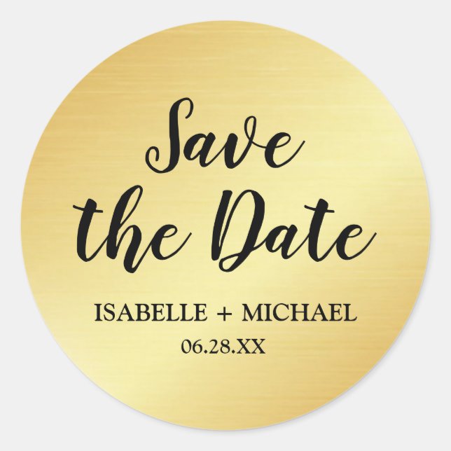 Elegant Gold Save the Date Envelope Seal (Front)