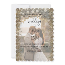 Elegant Gold Scalloped Photo Wedding Invitation