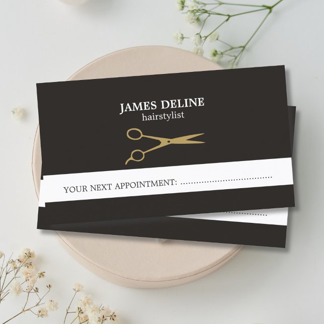 Elegant Gold Scissor Hair Stylist Appointment Card (Creator Uploaded)