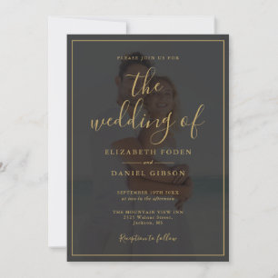 Elegant Gold Script 2 Photo Wedding Invitation