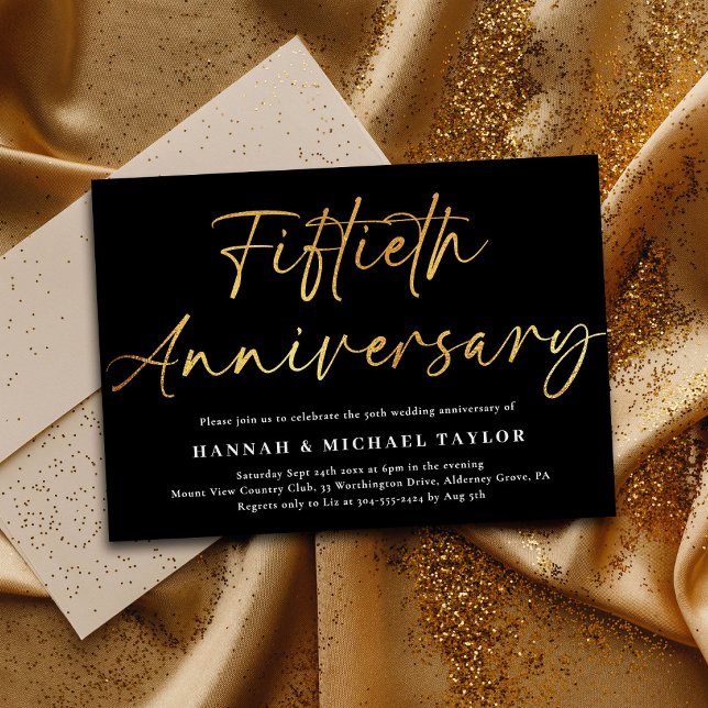 Elegant Gold Script 50th Wedding Anniversary Invitation (Creator Uploaded)