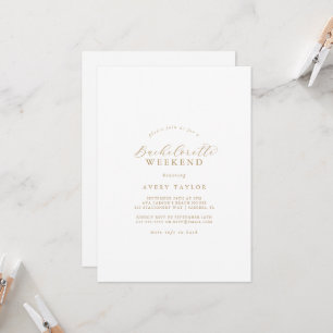 Elegant Gold Script Bachelorette Weekend Invitation