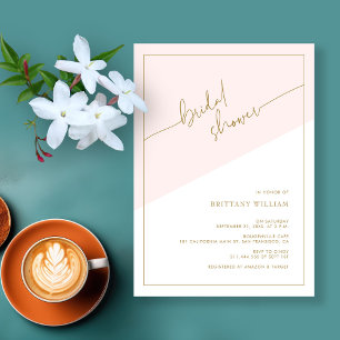 Elegant Gold Script Blush Pink Bridal Shower Invitation